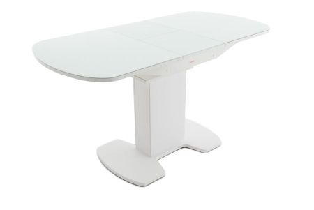 Стол "Корсика 110 " 110/141,5 х 70 стекло матовое белое, пленка белая матовая