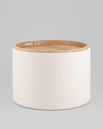Пуф с ящиком Хюгге L букле бежевый