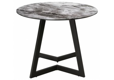 Стол Алингсос черная шагрень, мрамор серый