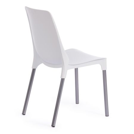 Стул GENIUS (mod 75) металл и пластик, 46x56x84cм, белый, ножки хром