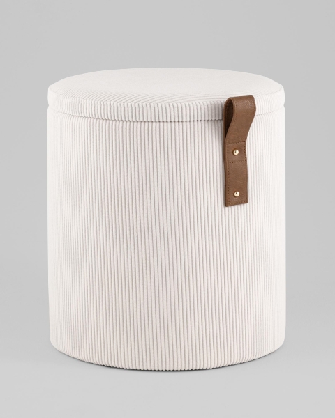 Пуф Руни S с ящиком вельвет белый
