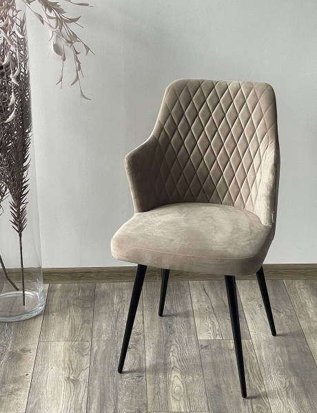 Стул HERMAN 360 градусов, латте #25 велюр, черный каркас