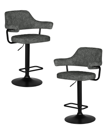 Набор 2 шт Стул барный CHARLY BLACK, серый твид (LEO11)