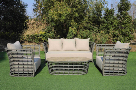 "Валенсия" диван из искусственного ротанга трехместный, цвет серый