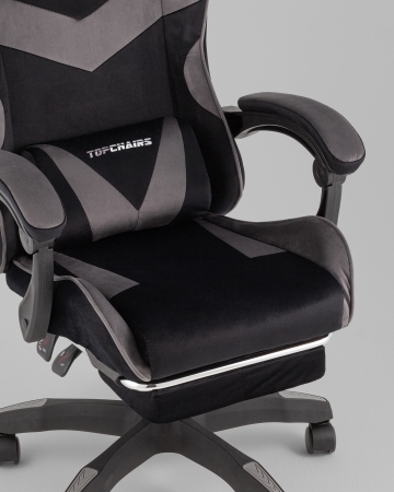 Кресло спортивное TopChairs MG-7019 велюр черно-серый фото в интернет-магазине Stoolmarket