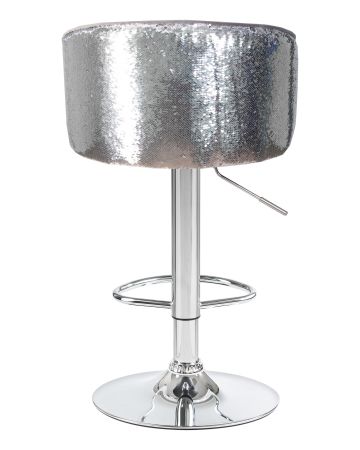 Стул барный DARCY SHINY серый велюр с серебрянными пайетками