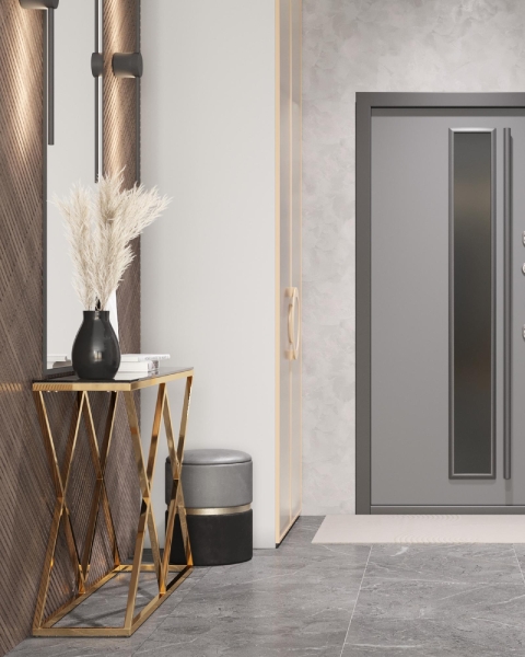 Консоль ИНСИГНИЯ 115*30 золото стекло дым