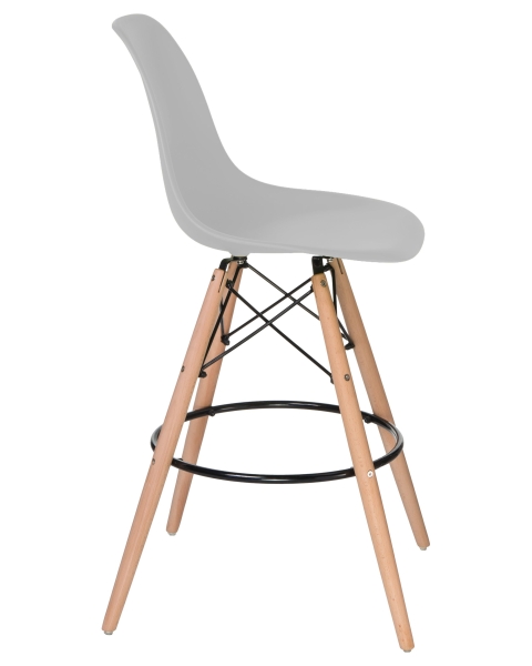Стул барный DSW BAR ножки светлый бук сиденья светло-серый GR-01