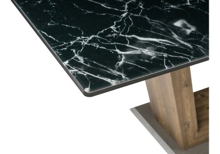 Стол деревянный Иматра мрамор черный, черная шагрень