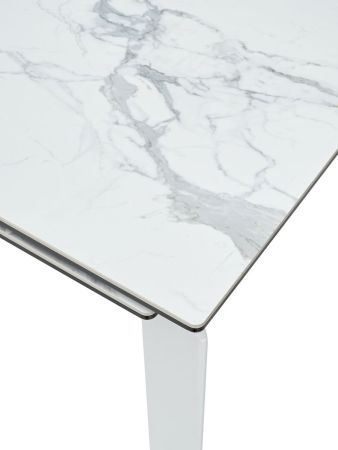 Стол CORNER 120 HIGH GLOSS STATUARIO керамика, белый каркас