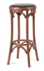 Барный деревянный табурет Венский 750 средний тон с мягким сиденьем из коричневой экокожи