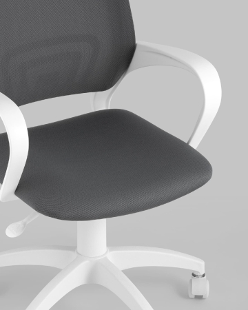 Кресло офисное ST-BASIC-W TopChairs серая ткань крестовина белый пластик фото в интернет-магазине Stoolmarket