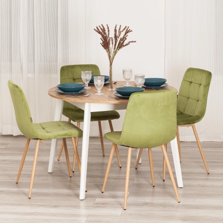 Стул CHILLY зеленый, велюр и металл, мягкое сиденье, без подлокотников