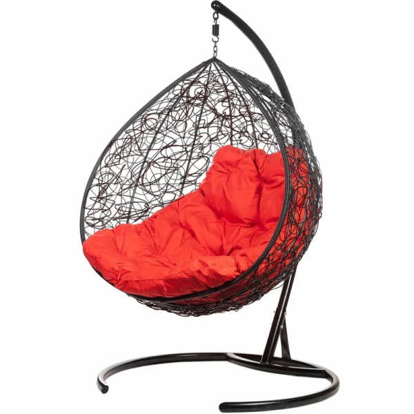 Двойное подвесное кресло "gemini" promo black красная подушка