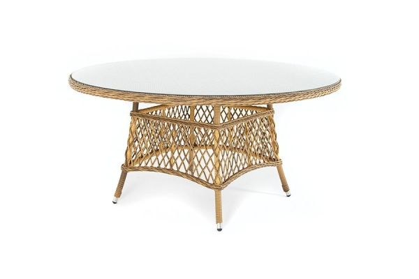 Плетеный круглый стол "Эспрессо", диаметр 150 см, цвет соломенный