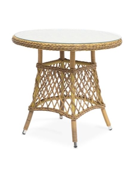 Плетеный круглый стол "Эспрессо", диаметр 80 см, цвет соломенный