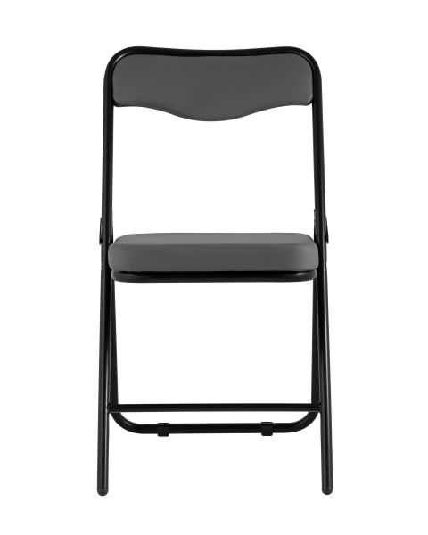 Складной стул Джонни экокожа серый каркас черный матовый