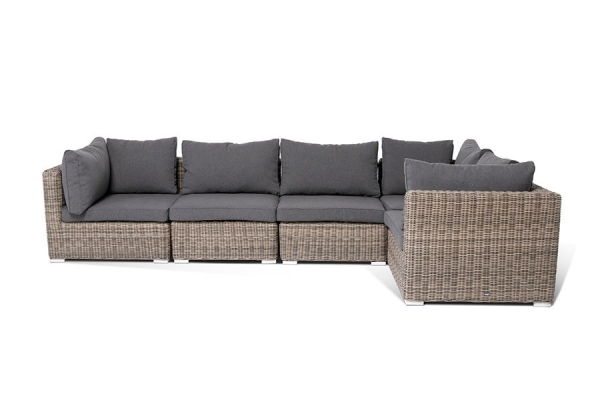Трансформирующийся диван "Лунго" из искусственного ротанга, цвет соломенный