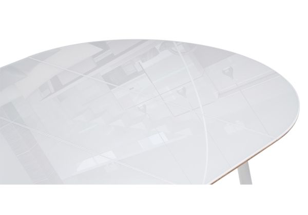 Стол стеклянный Абилин 100(140)х76 ультра белое стекло / дуб вотан / белый матовый